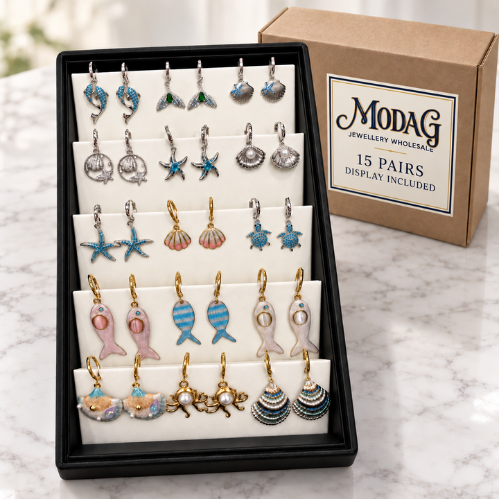 Ocean & Sea-Life Earrings — Display of 15 Pairs — MODA G Jewellery wholesale packaging