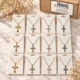 Crystal Cross Pendant Necklaces — Wholesale 12 Pack — MODA G Jewellery wholesale packaging