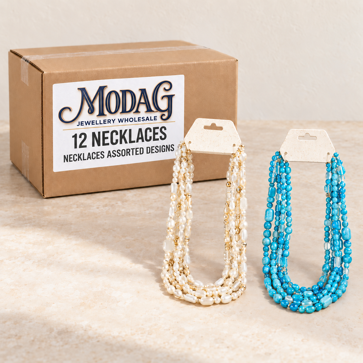 Necklaces — Box of 12 — MODA G Jewellery wholesale packaging