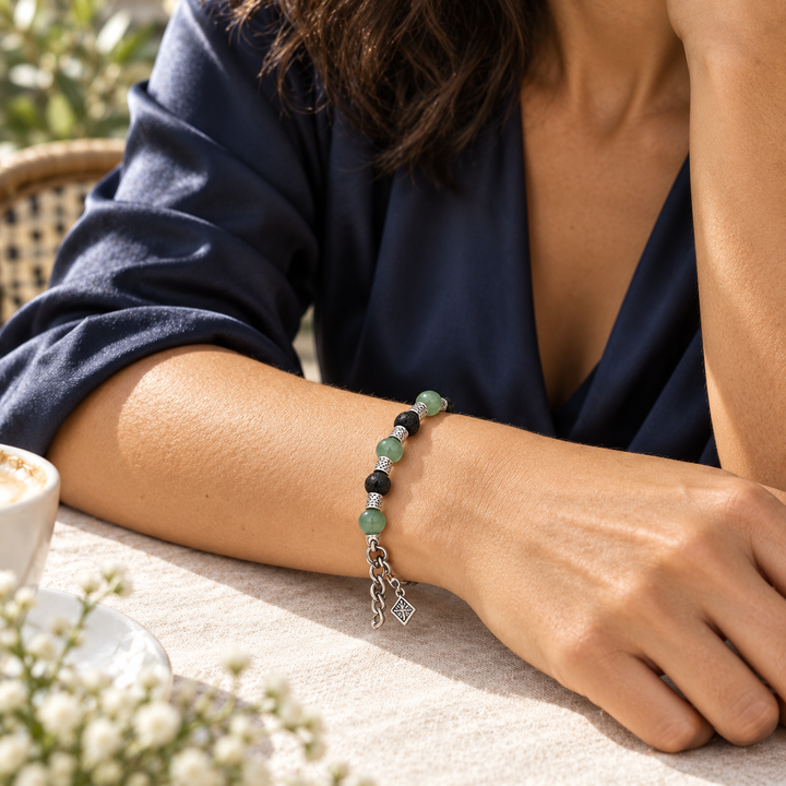 Beaded Stainless Steel Bracelets — Wholesale 12 Pack — AI-generated model styling of a sample design from the assortment