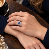 Evil Eye & Star Rings — Assortment C — Display of 140 — AI-generated model styling of a sample design from the assortment