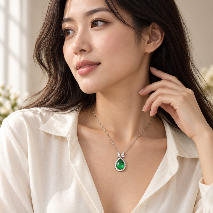 Classic Pendant Necklaces — Display of 15 — AI-generated model styling of a sample design from the assortment