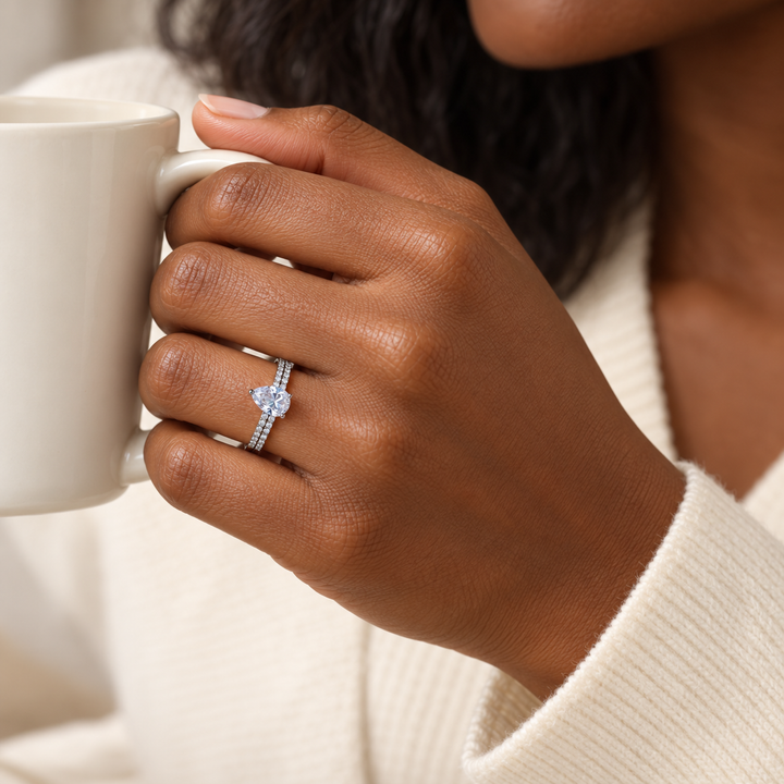 Petite Crystal Rings — Display of 50 — AI-generated model styling of a sample design from the assortment