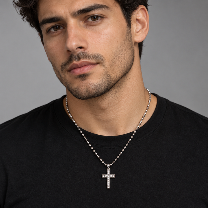 Crystal Cross Pendant Necklaces — Wholesale 12 Pack — AI-generated model styling of a sample design from the assortment