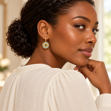 Evil Eye & Hamsa Earrings — Display of 15 Pairs — AI-generated model styling of a sample design — view 4