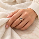 Evil Eye Geometric Rings — Assortment B — Display of 140 — AI-generated model styling of a sample design — view 5