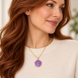 Floral Pendant Necklaces — Display of 15 — AI-generated model styling of a sample design — view 3