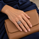 Floral Statement Rings — Display of 50 — AI-generated model styling of a sample design — view 3