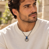 Men’s Stainless Steel Pendant Necklaces — Wholesale 12 Pack — AI-generated model styling of a sample design — view 3