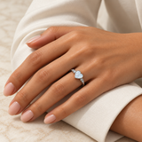 Pearlescent Motif Rings — Display of 50 — AI-generated model styling of a sample design — view 2