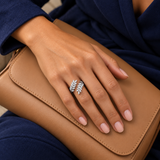Sculptural Silver-Tone Rings — Display of 100 — AI-generated model styling of a sample design — view 3