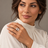 Sculptural Silver-Tone Rings — Display of 100 — AI-generated model styling of a sample design — view 4