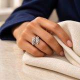 Sculptural Silver-Tone Rings — Display of 100 — AI-generated model styling of a sample design — view 5