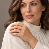 Silver-Tone Crystal Rings — Display of 50 — AI-generated model styling of a sample design — view 4