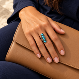 Turquoise-Colour Bohemian Rings — Display of 100 — AI-generated model styling of a sample design — view 3