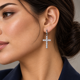 Crystal Cross Earrings — Display of 15 Pairs — AI-generated model styling of a sample design — view 5